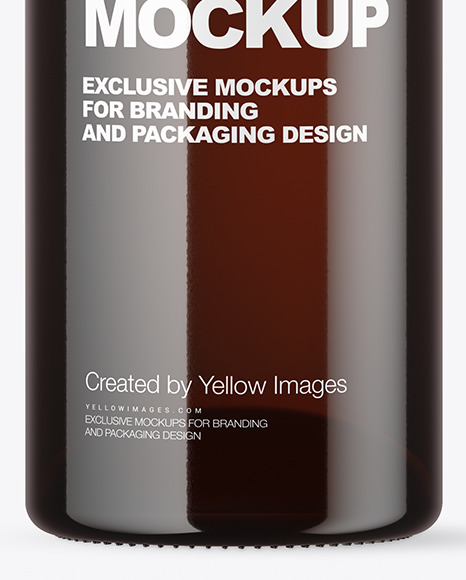 Dark Amber Glass Bottle Mockup PSD #6