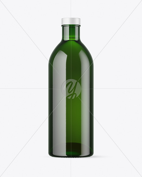 Green Glass Bottle Mockup PSD #1