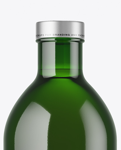 Green Glass Bottle Mockup PSD #3