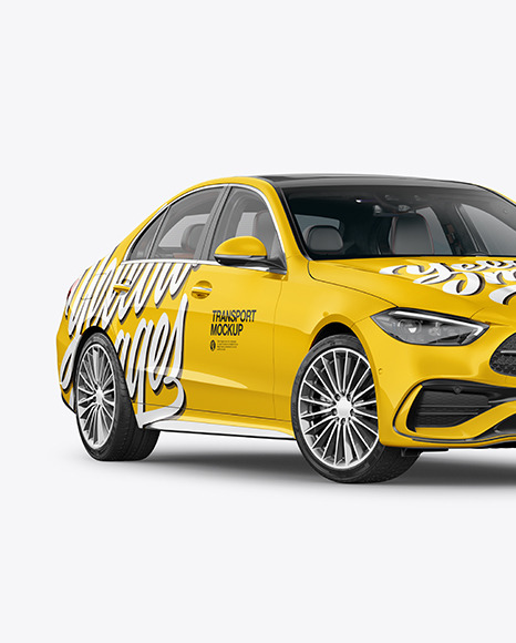 Compact Executive Car Mockup   Half Side View PSD #2