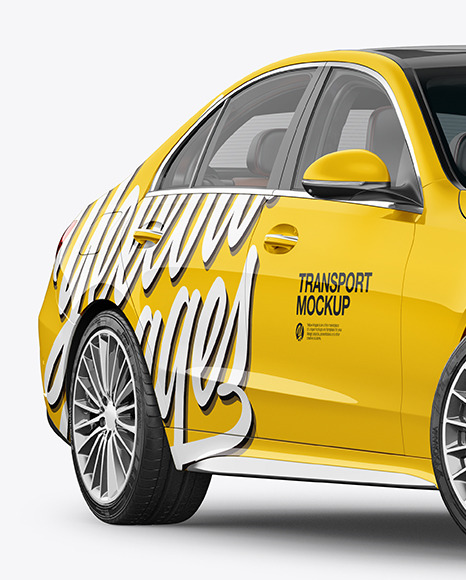 Compact Executive Car Mockup   Half Side View PSD #1