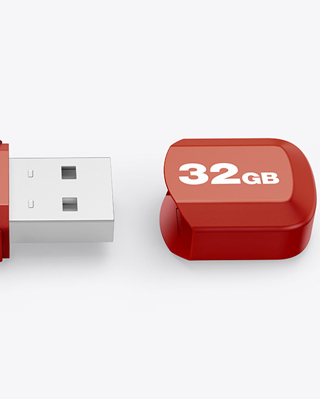Plastic USB Flash Drive Mockup PSD #2