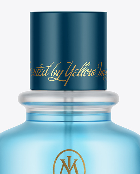 Frosted Glass Perfume Bottle Mockup on Yellow Images Object Mockups