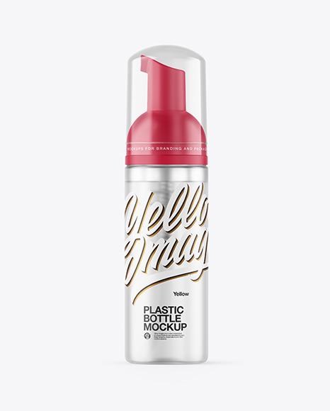 Frosted Clear Cosmetic Bottle with Pump Mockup Frosted Clear Cosmetic Bottle with Pump Mockup