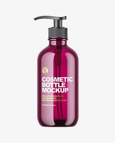 Blue Glass Cosmetic Bottle Mockup