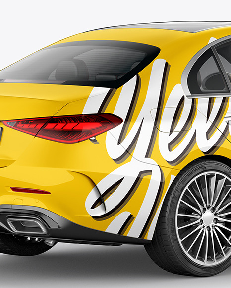 Compact Executive Car Mockup   Back Half Side View PSD #1
