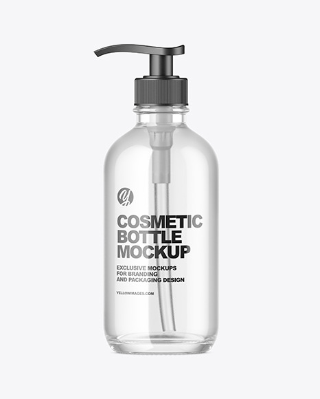 Clear Glass Cosmetic Bottle Mockup