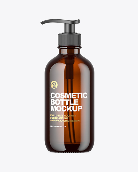 Amber Glass Cosmetic Bottle Mockup