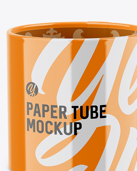 Opened Glossy Paper Tube Mockup PSD #2