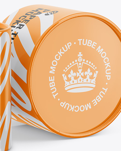 Opened Glossy Paper Tube Mockup PSD #1