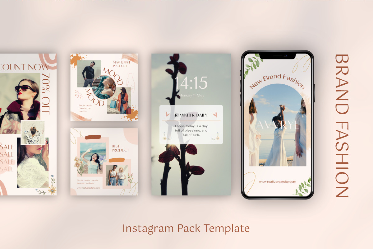 Avvryl Fashion - Canva Instagram Template on Yellow Images Creative Store