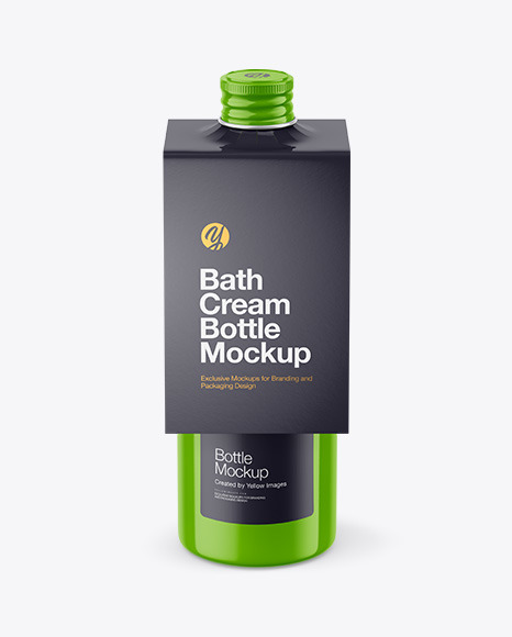 Glossy Bottle with Glossy Label Mockup cosmetic 84463