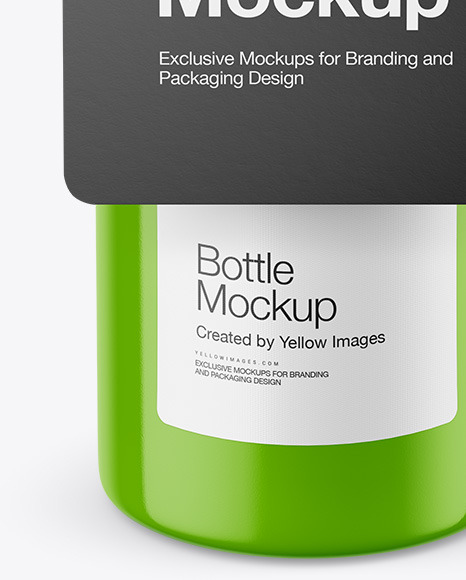 Glossy Bottle with Paper Label Mockup conditioner 16860