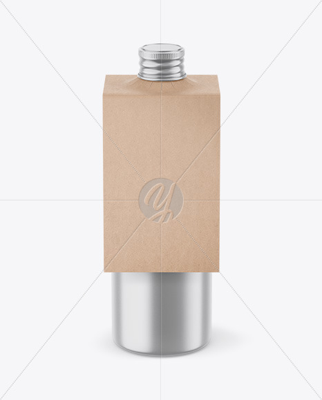 New Metallic Bottle with Kraft Label Mockup