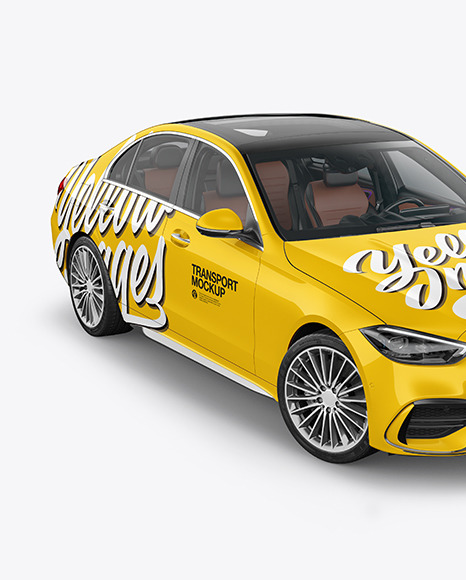 Compact Executive Car Mockup   Half Side View PSD #2