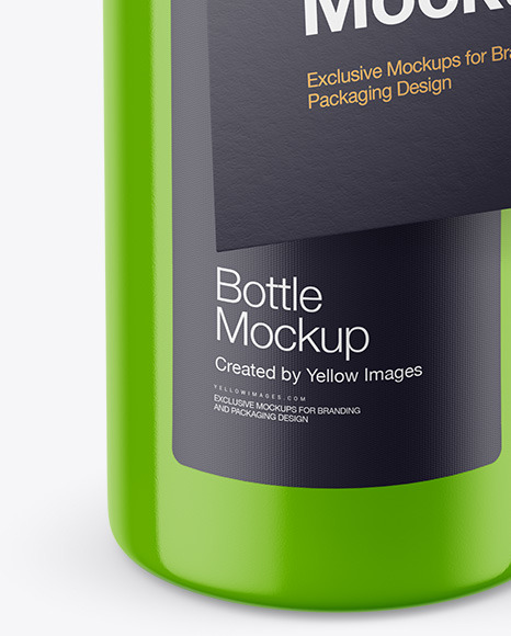 Glossy Bottle with Glossy Label Mockup cream 110424