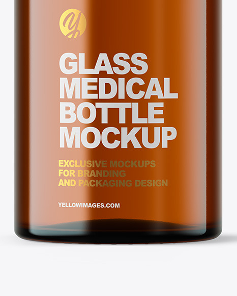 Amber Glass Medical Bottle Mockup PSD #5