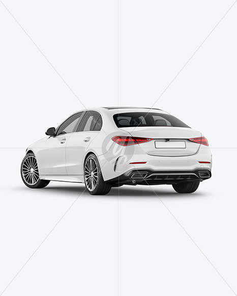 Compact Executive Car Mockup   Back Half Side View PSD #3