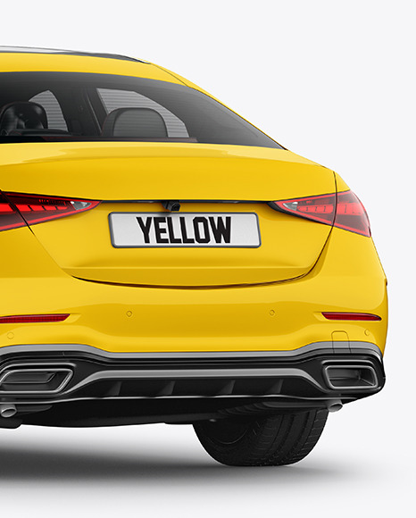 Compact Executive Car Mockup   Back Half Side View PSD #1
