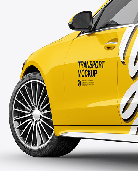 Compact Executive Car Mockup   Back Half Side View PSD #6