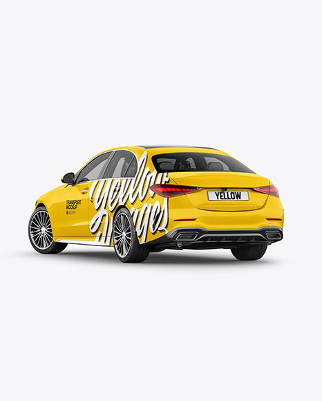Compact Executive Car Mockup   Back Half Side View PSD #7