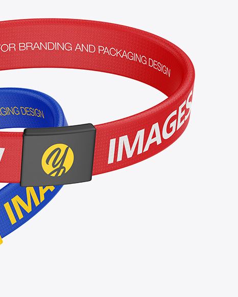 Two Textile Fabric Wristbands Mockup PSD #1