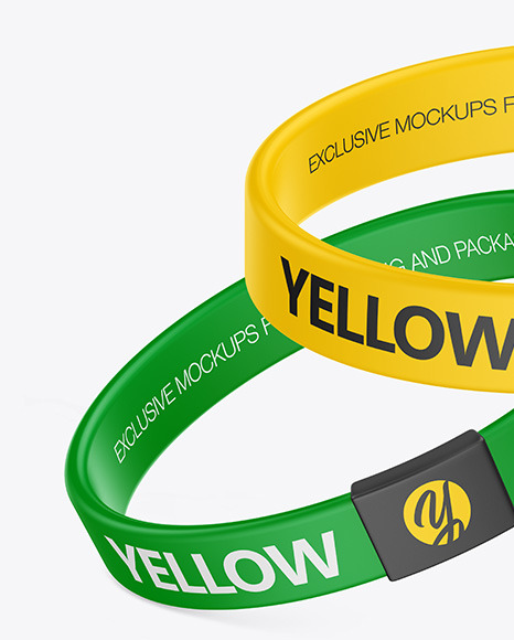 Two Silicone Wristbands Mockup PSD #2