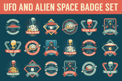 UFO and Alien Space Badge Set