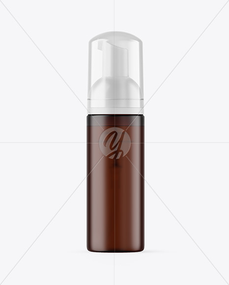 Frosted Amber Cosmetic Bottle with Pump Mockup PSD #1