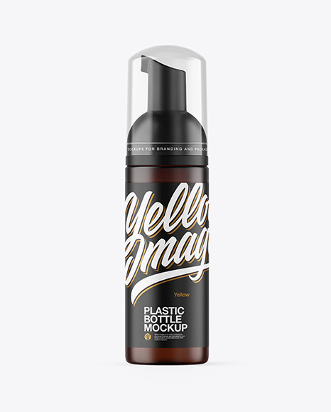 Frosted Amber Cosmetic Bottle with Pump Mockup PSD #2