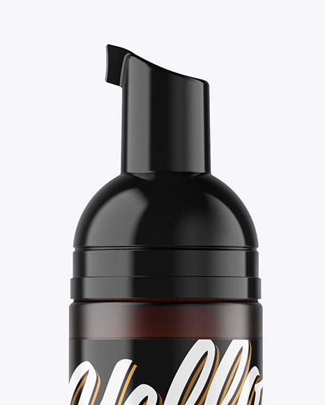 Frosted Amber Cosmetic Bottle with Pump Mockup PSD #4