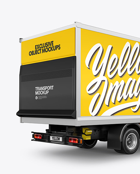 Box Truck Mockup   Back Half Side View PSD #2