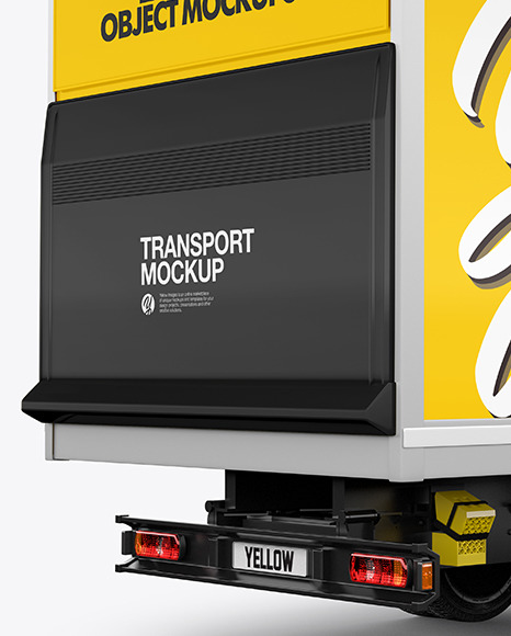 Box Truck Mockup   Back Half Side View PSD #1