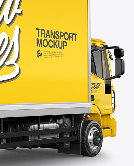 Box Truck Mockup   Back Half Side View PSD #6