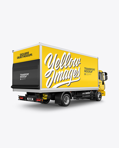 Box Truck Mockup - Back Half Side View