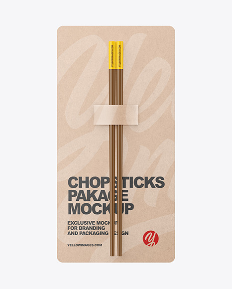 Gloss Chopsticks in Kraft Pack Mockup