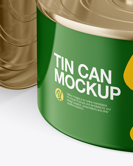 Two Glossy Tin Cans Mockup PSD #1