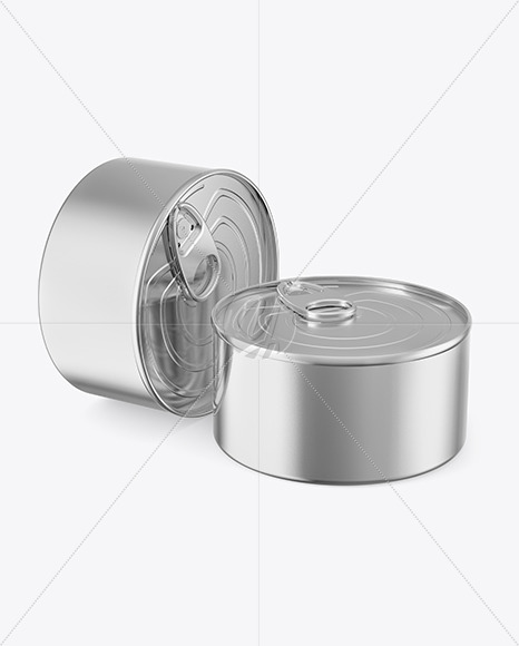 Two Metallic Tin Cans Mockup PSD #3