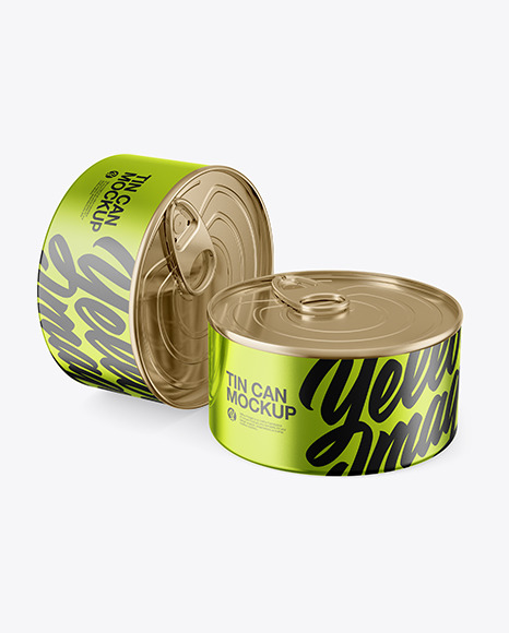 Two Metallic Tin Cans Mockup