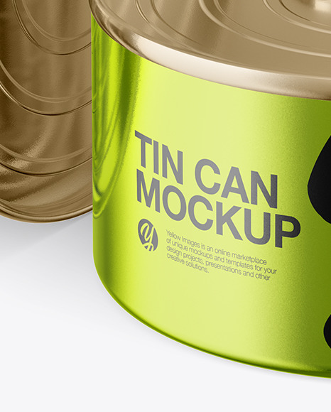 Two Metallic Tin Cans Mockup PSD #1