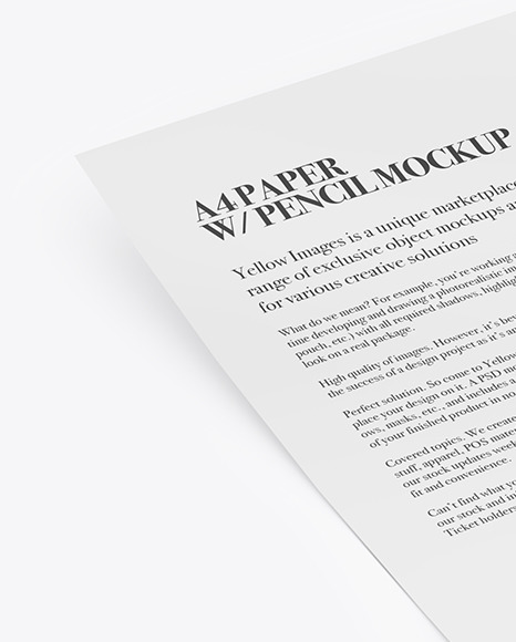 Paper With Pencil Mockup Paper With Pencil Mockup