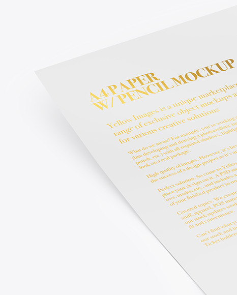 Paper With Pencil Mockup Paper With Pencil Mockup