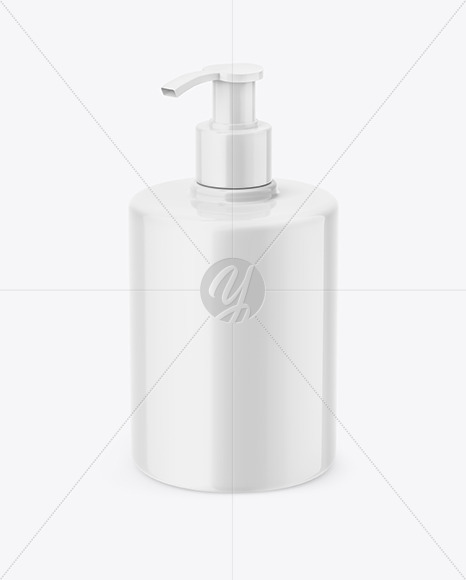 Glossy Liquid Soap Bottle with Pump Mockup PSD #3