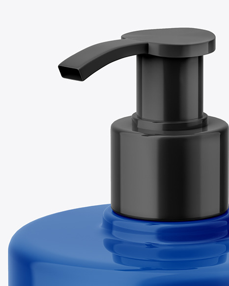 Glossy Liquid Soap Bottle with Pump Mockup PSD #2