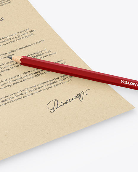 Kraft Paper With Pencil Mockup PSD #6