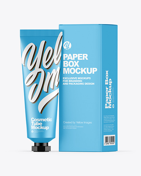 Cosmetic Tube w/ Box Mockup