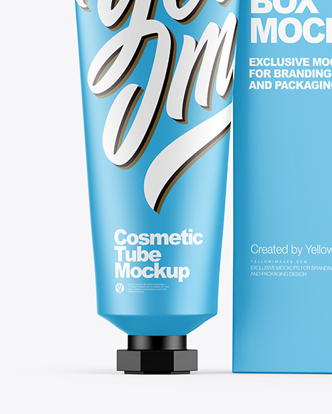 Cosmetic Tube w/ Box Mockup