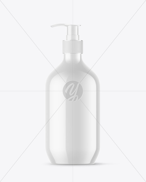 Glossy Liquid Soap Bottle With Pump Mockup PSD #3