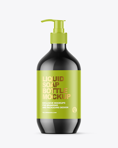 Glossy Liquid Soap Bottle With Pump Mockup PSD #2