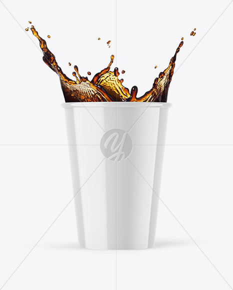 Glossy Paper Coffee Cup w  Splash Mockup PSD #3